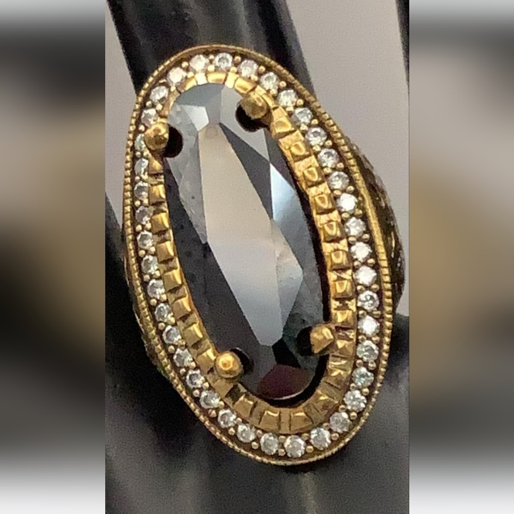 Vintage 925 Vermeil Black Onyx Ring Size 8.5 Ring weighs 12.8 Grams